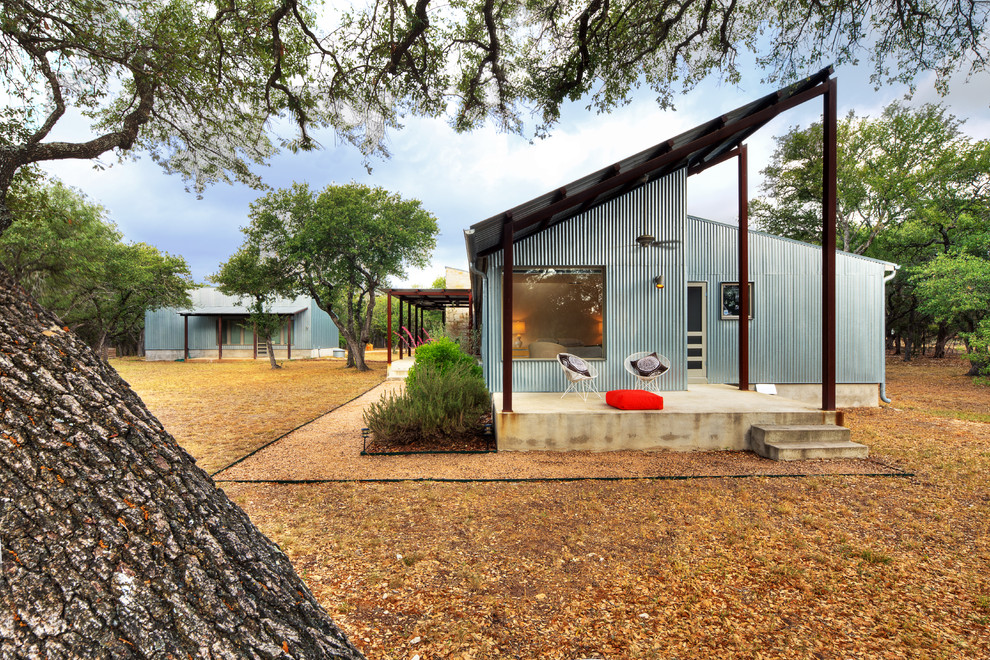 Patio Shade Structures Exterior Industrial with Ceiling Fan Compound Concrete