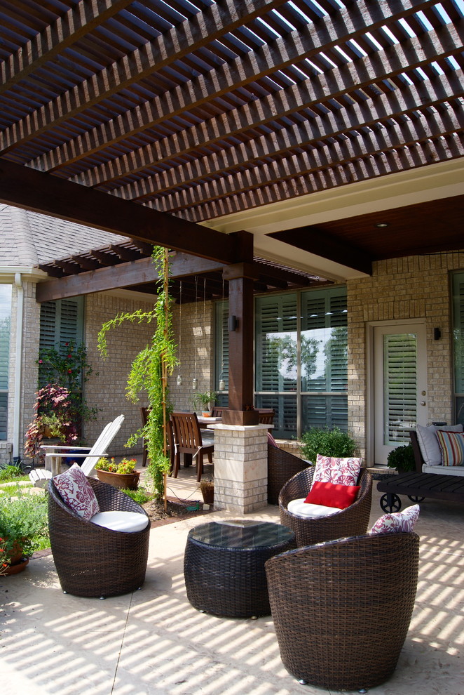 Patio with Pergola Patio Transitional with Backyard Beams Coffee Tables