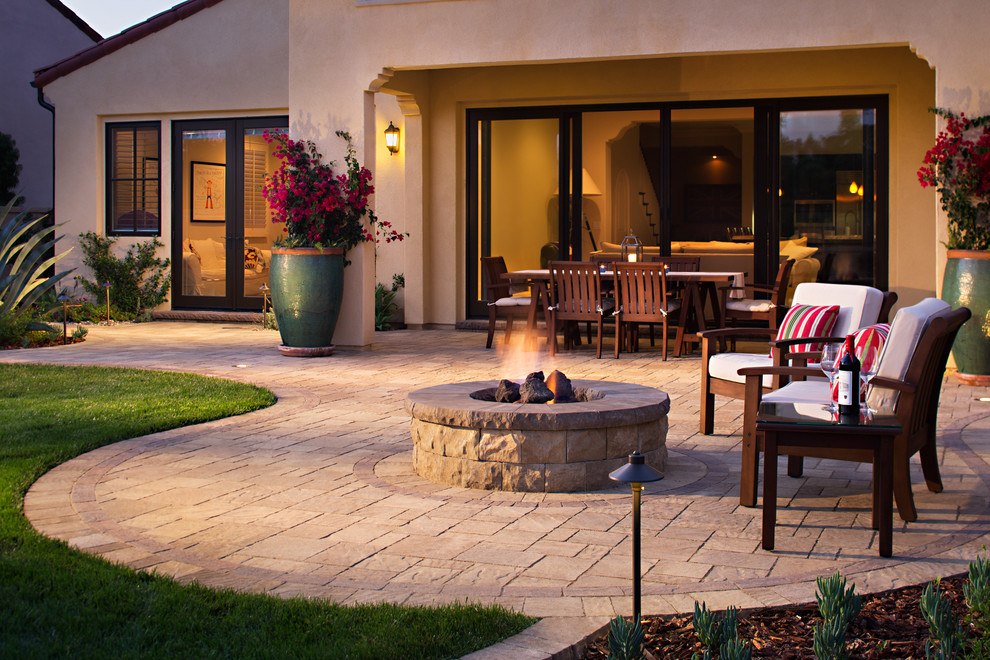 Patios with Fire Pits Patio Mediterranean with Bougainvillea Container Plants Fire