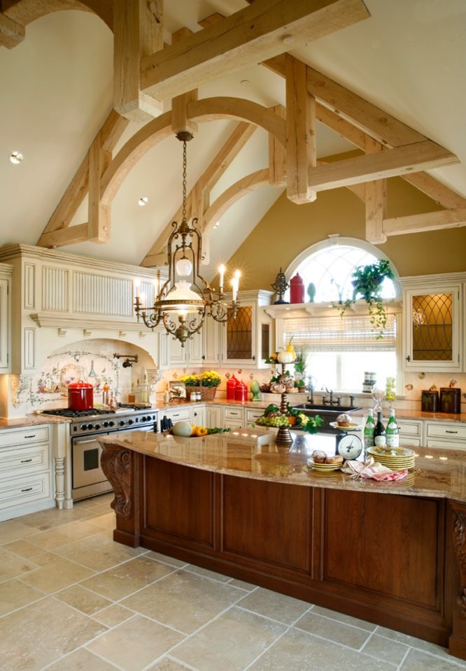 Patterned Carpet for Stairs Kitchen Traditional with Artistic Tile Beige Field