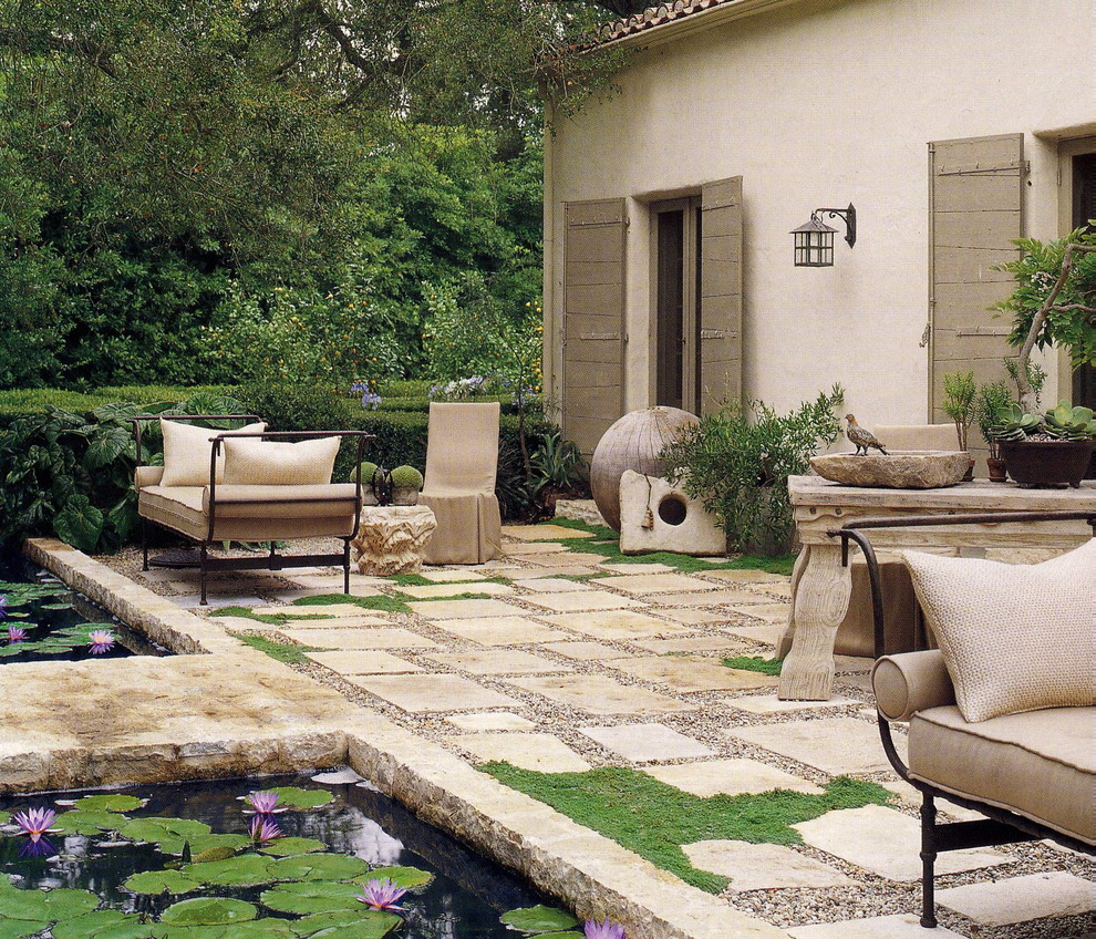 Paver Designs for Patios Patio Rustic with Bench Birdbath Contemporary Daybed