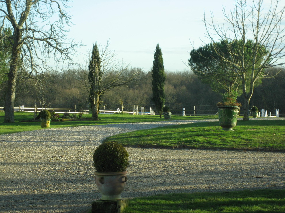 Pea Gravel Driveway Exterior Mediterranean with None 
