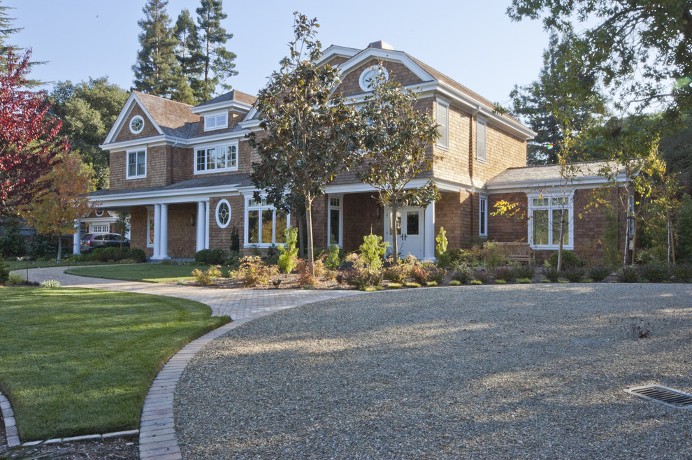 Pea Gravel Driveway Exterior Traditional with Brick Edging Cape Cod