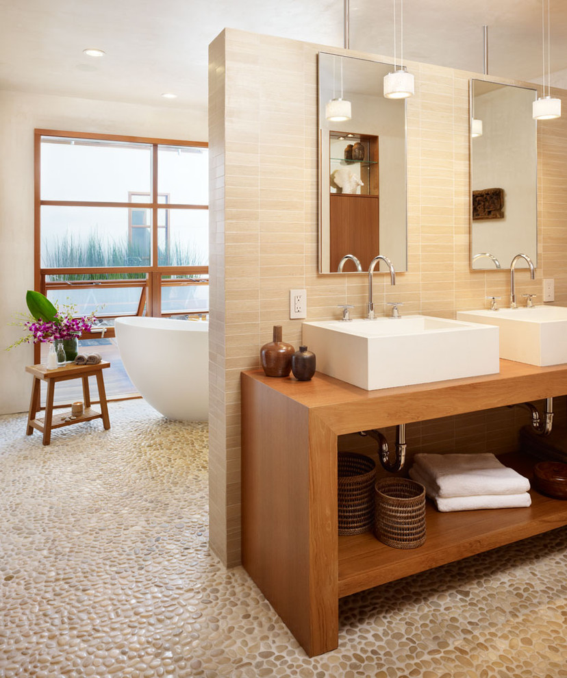 Pebble Bathroom Floor Bathroom Tropical with Bathroom Bench Bathroom Mirror