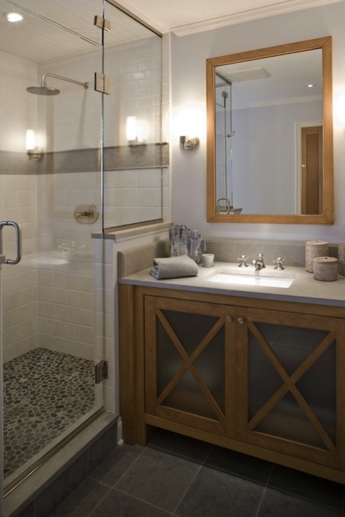 Pebble Tile Shower Floor Bathroom Modern with Bar Design Bar Designs