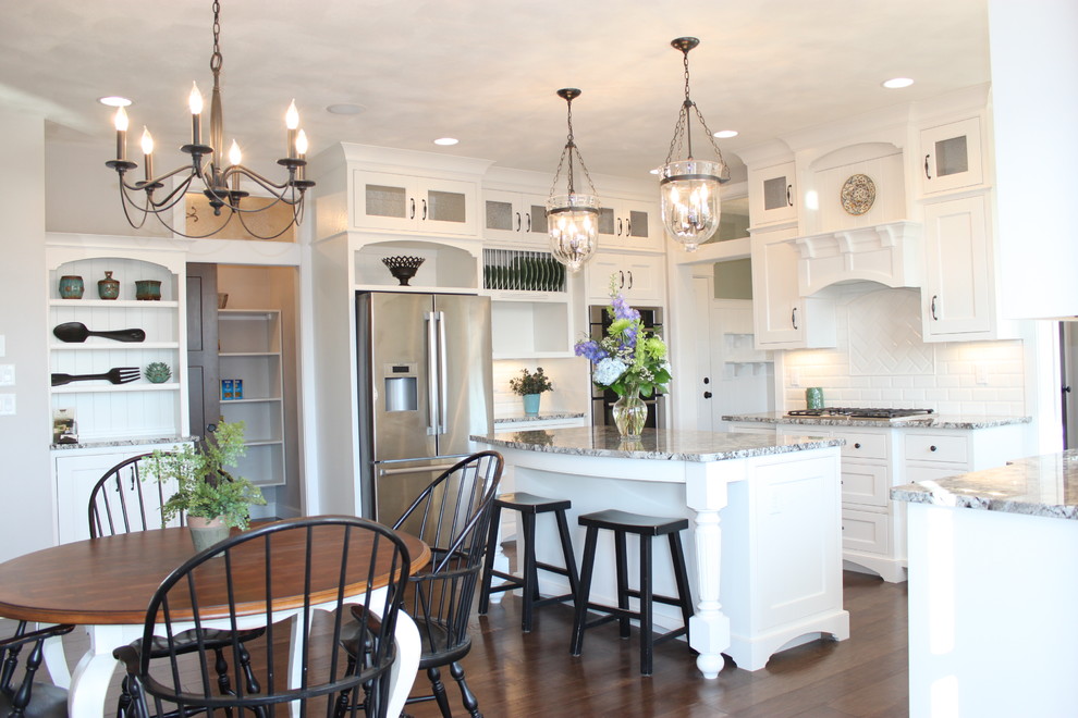 Pendant Lighting Over Island Kitchen Traditional with Black Dining Chair Built In