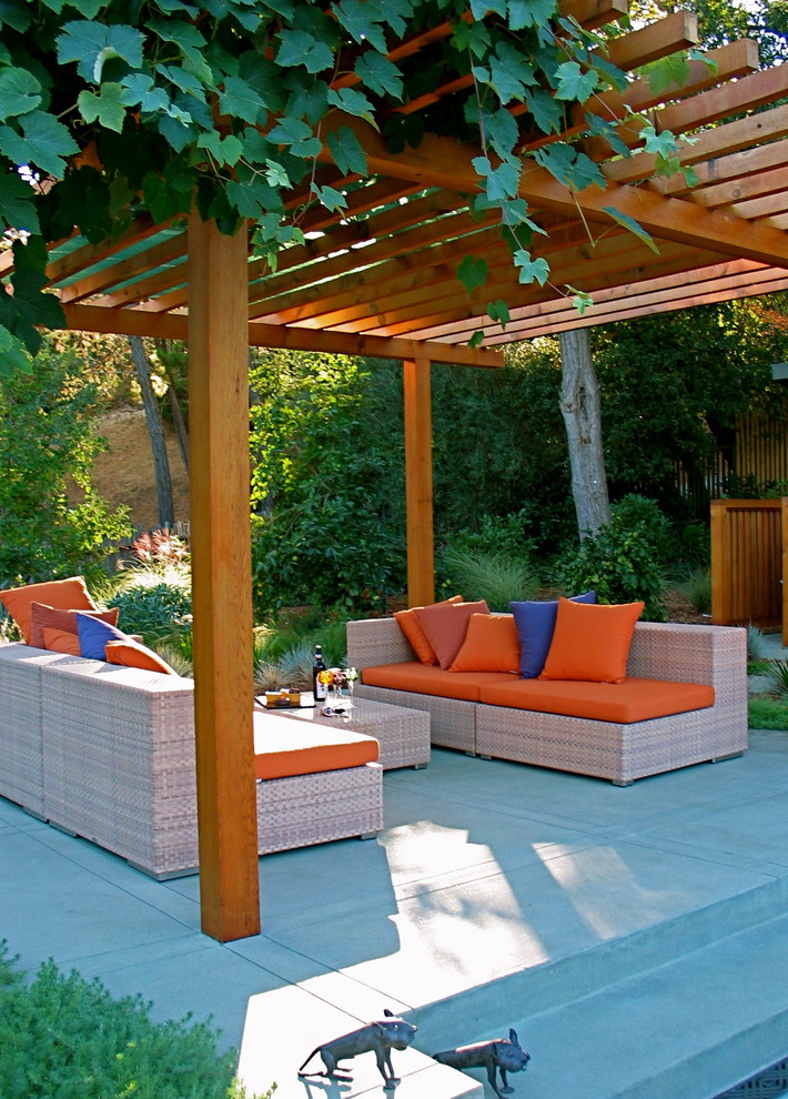 Pergola Designs for Patios Patio Modern with Colored Concrete Concrete Covered