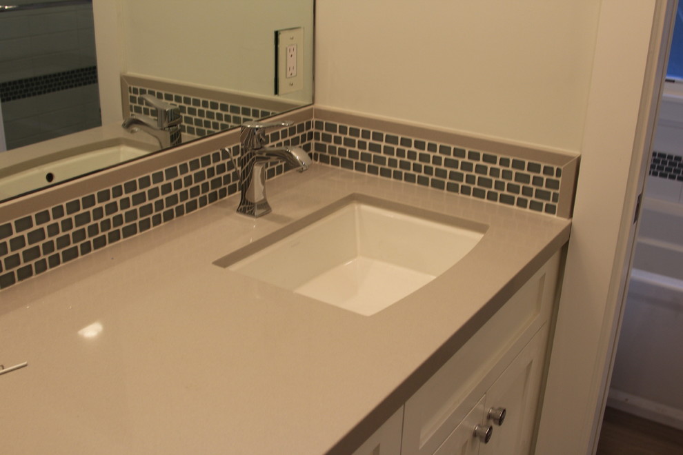 Pickled Wood Floors Bathroom Traditional with Caesar Stone 
