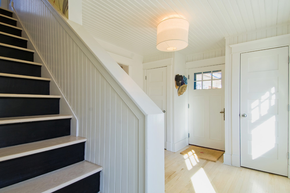 Pickled Wood Floors Entry Contemporary with None 