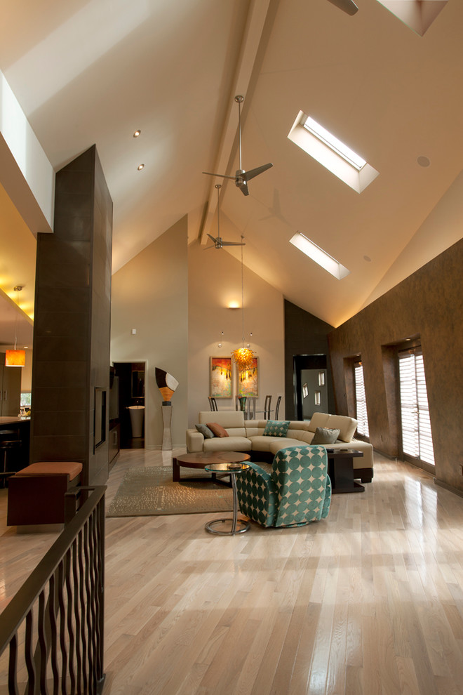 Pickled Wood Floors Living Room Contemporary with Angled Walls Angled Wood