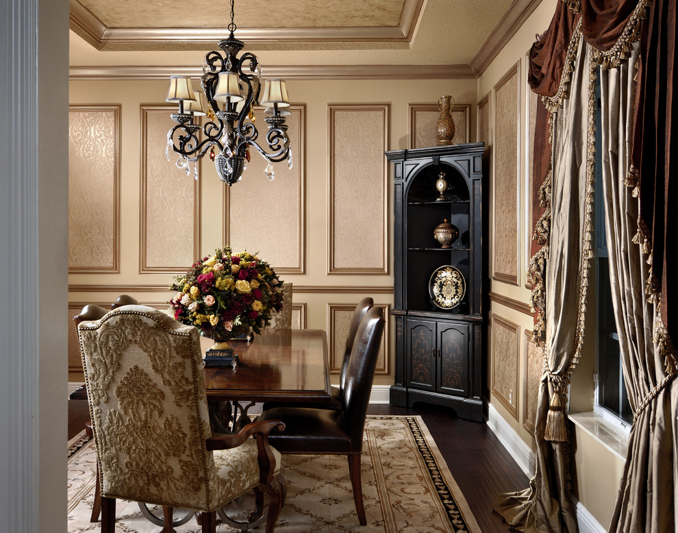 Picture Frame Paneling Dining Room Traditional with Accent Ceiling Area Rug
