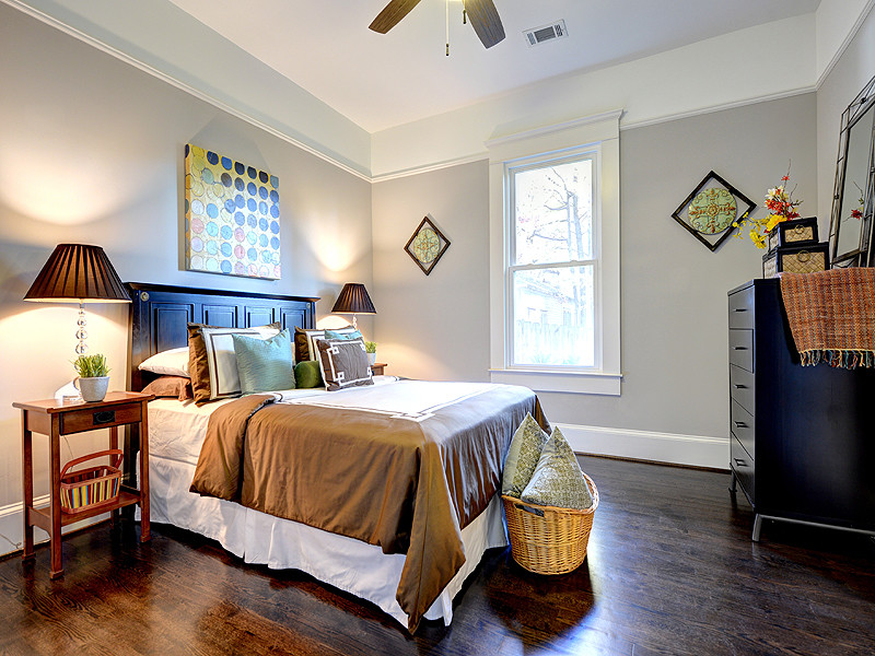 Picture Rail Molding Bedroom Traditional with Hardwood Floors High Ceilings