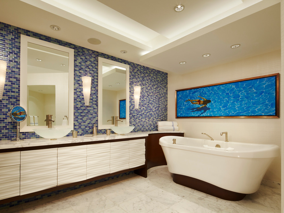 Pictures of Bathtubs Bathroom Contemporary with Art Backsplash Blue Blue