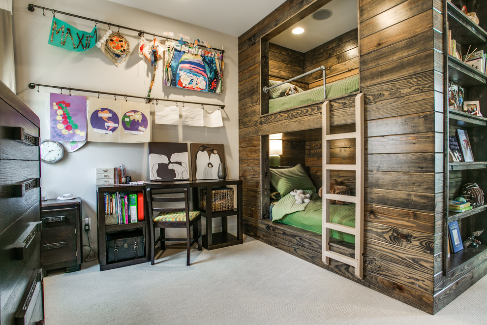 Pictures of Bunk Beds Kids Farmhouse with Art Display Bookshelves Built1