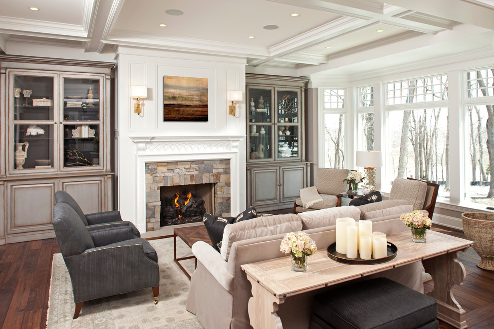 Pictures of Gas Fireplaces Living Room Traditional with Built in Cabinets Greywash