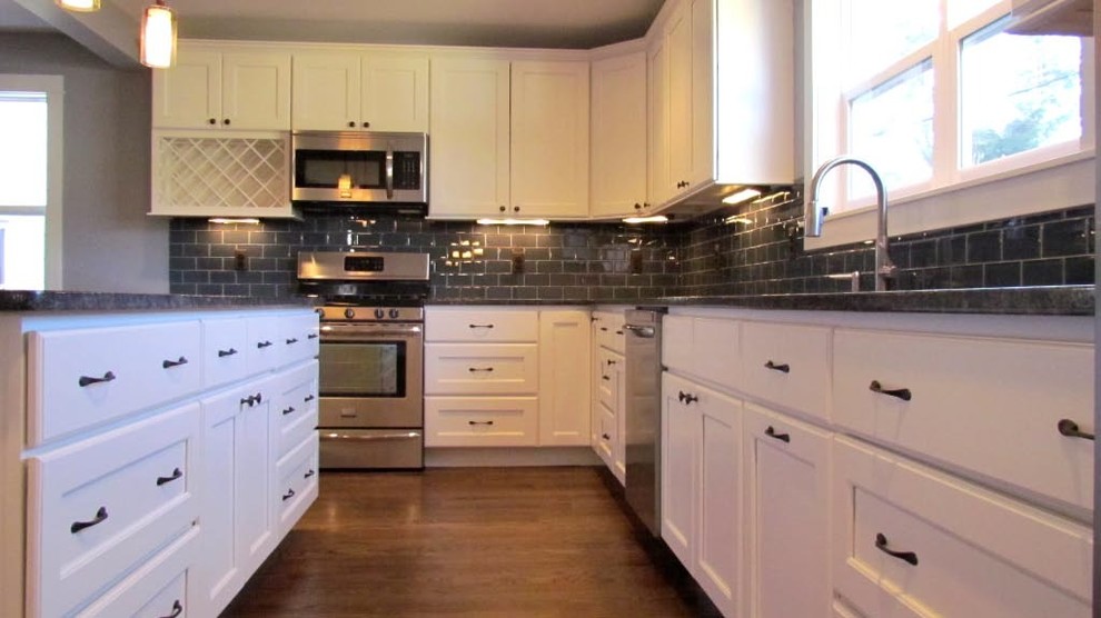 Pictures of Kitchen Backsplashes Kitchen Traditional with 3x6 Glass Tile 3x6