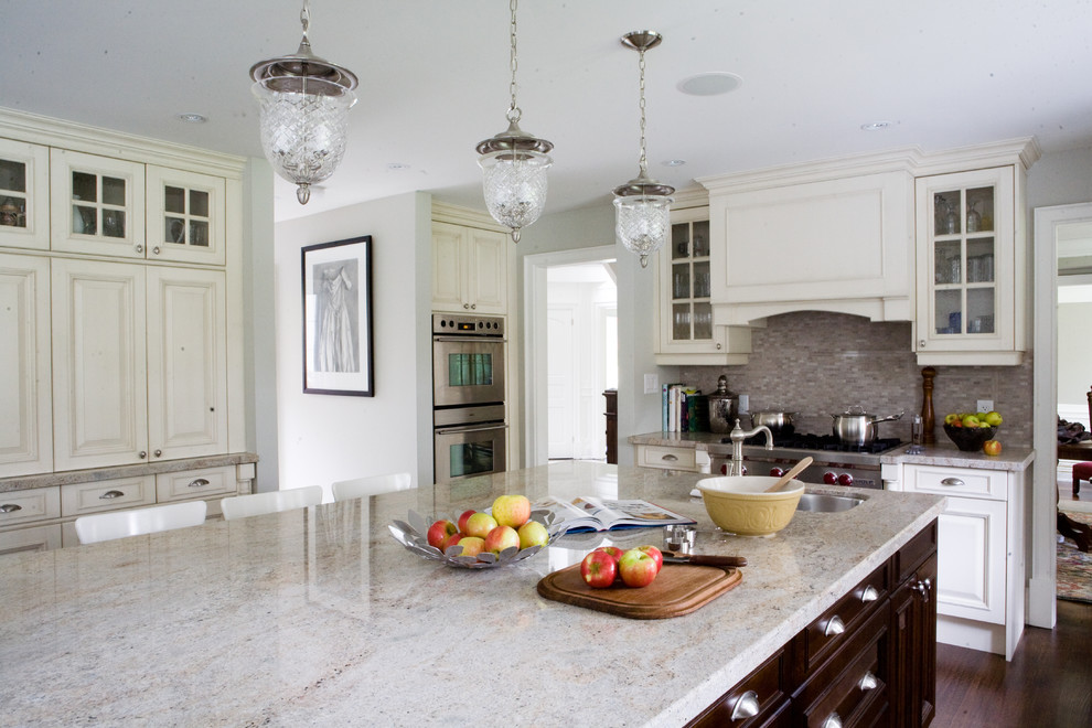 Pictures of Kitchens with Granite Countertops Kitchen Traditional with Bell Pendant Breakfast Bar
