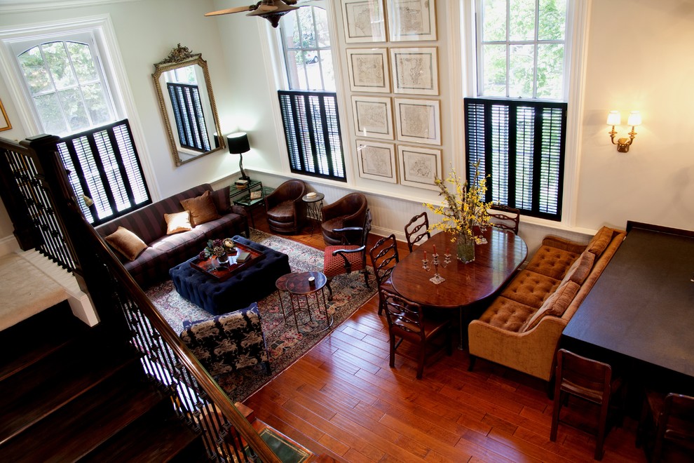 Pictures of Plantation Shutters Living Room Traditional with Area Rug Ceiling Fans