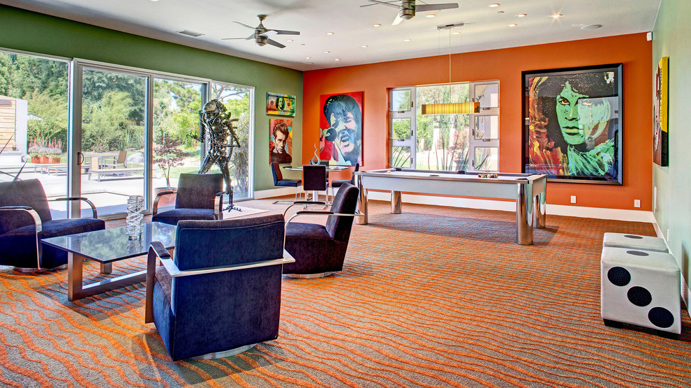 Pictures of Pool Tables Family Room Contemporary with Billiards Black Armchair Blue