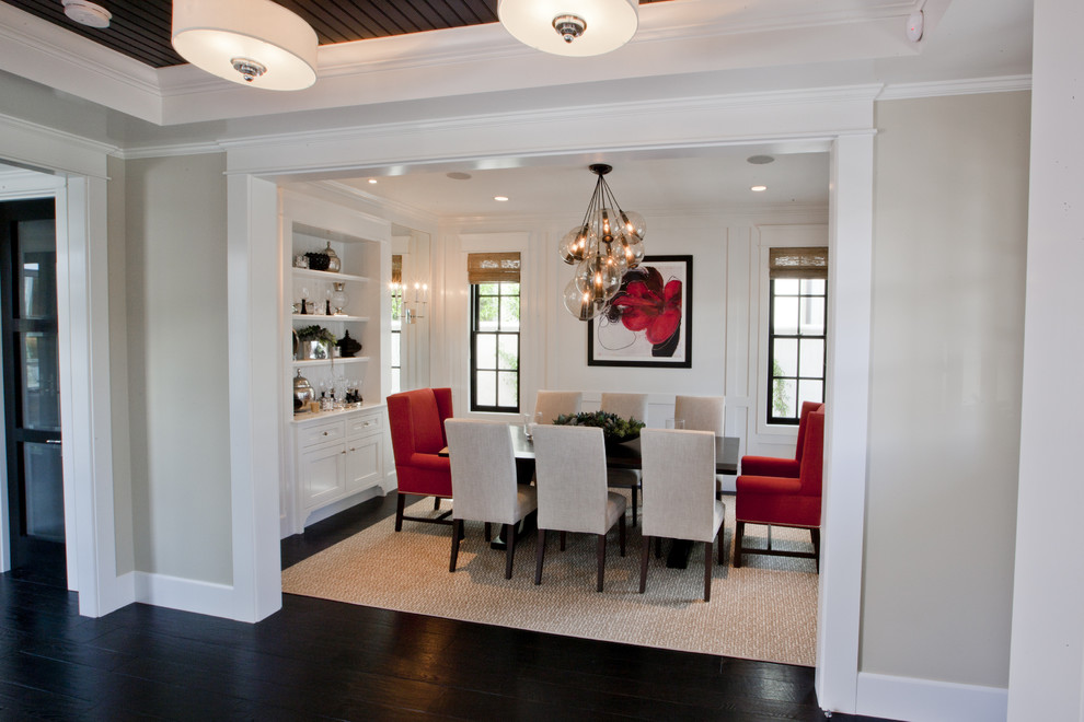 Pictures of Roman Shades Dining Room Transitional with Area Rug Built In