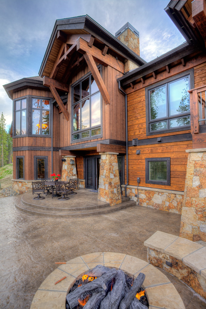 Pictures of Stamped Concrete Patios Exterior Traditional with Black Trim Black Window