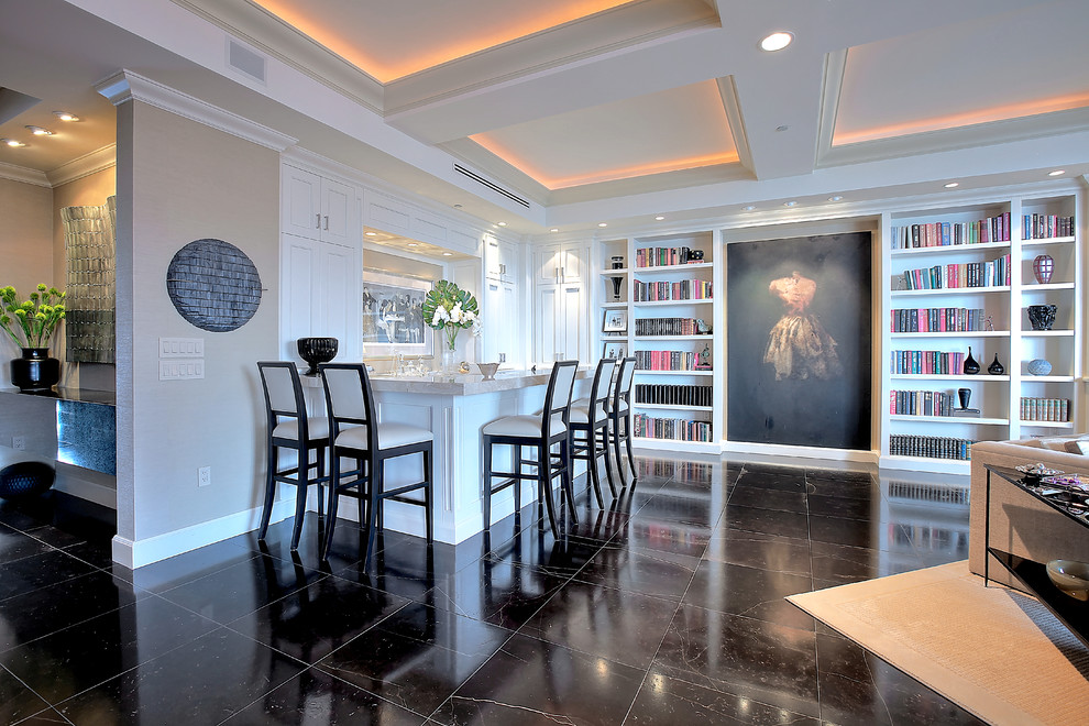 Pictures of Tile Floors Living Room Transitional with Black Tile Floor Bookshelf