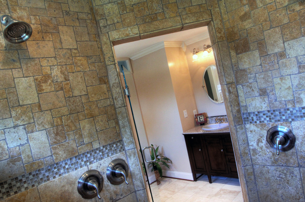Pictures of Walk in Showers Spaces with Crown Molding Double Shower