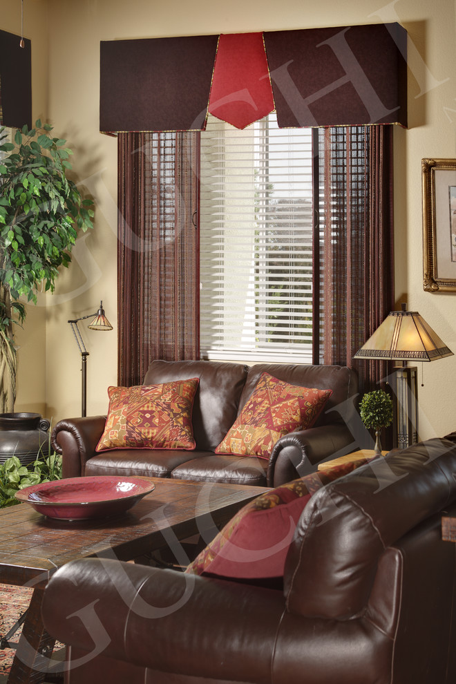 Pillows for Brown Leather Couch Family Room Traditional with Cornices Craftsman Lamps Custom