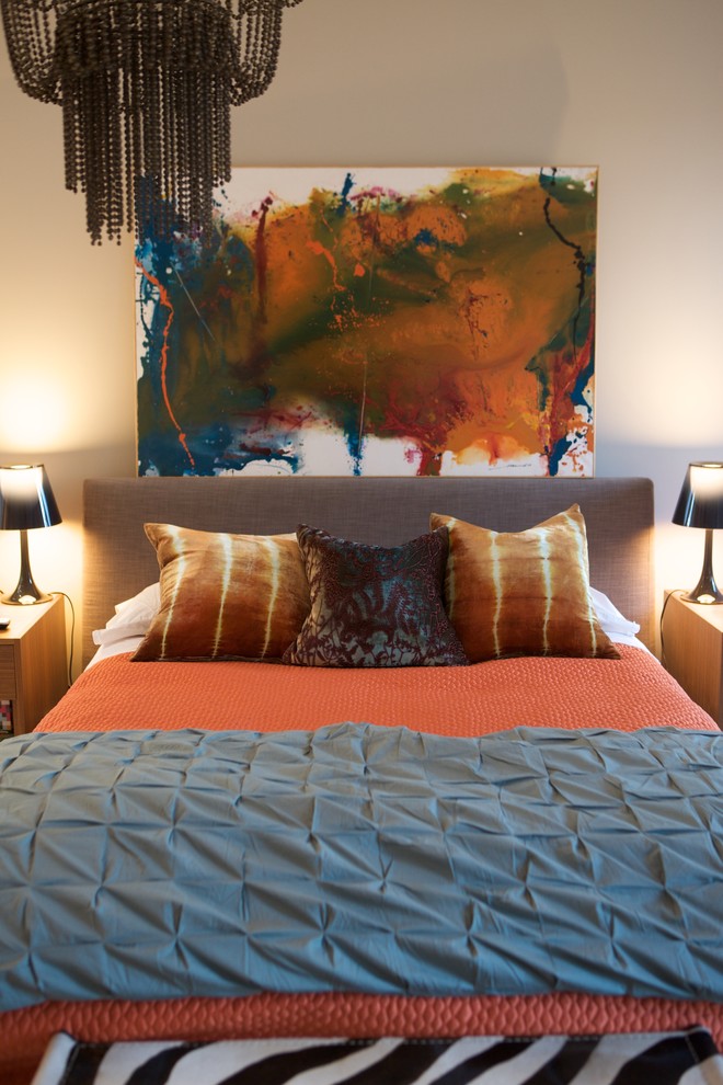 Pintuck Duvet Cover Bedroom Contemporary with Artwork Bed Pillows Bedside