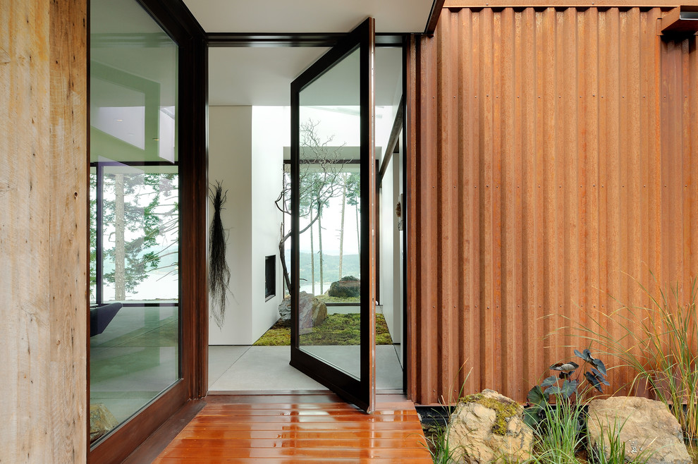 Pivot Closet Doors Entry Contemporary with Boulders Contemporary Landscaping Corrugated