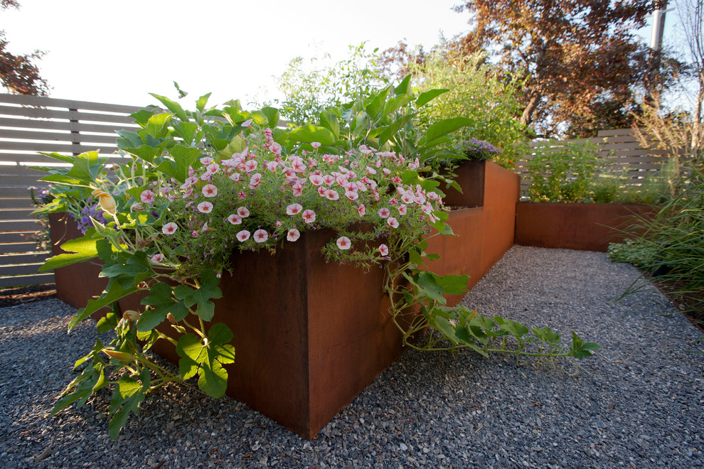 Planter Box Design Landscape Modern with Boxed Plants Fence Flowers