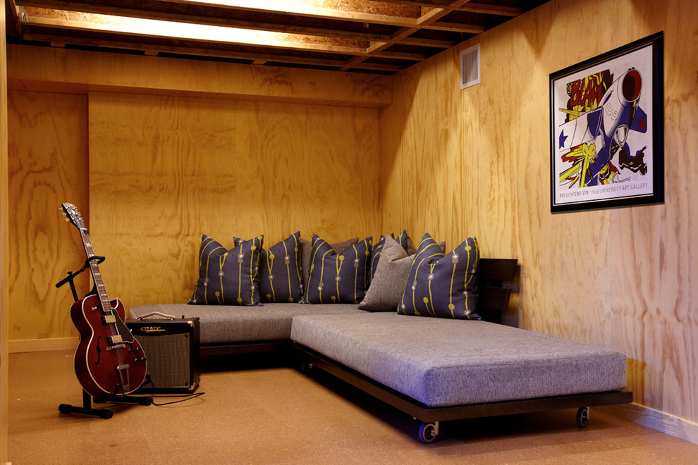 Platform Bed Designs Basement Modern with None 