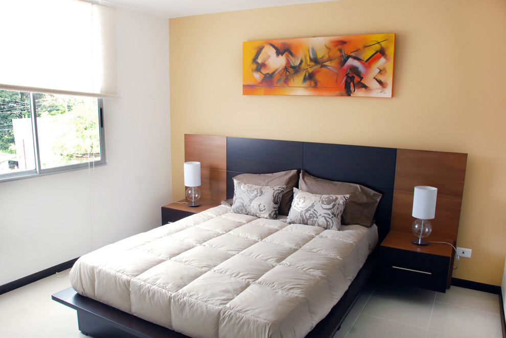 Platform Bed Nightstand Bedroom Contemporary with Accent Wall Bedside Table