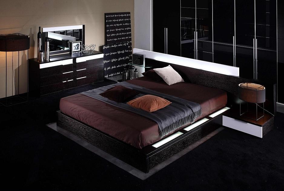 Platform Bed Nightstand Bedroom Modern with Gamma Contemporary Platform