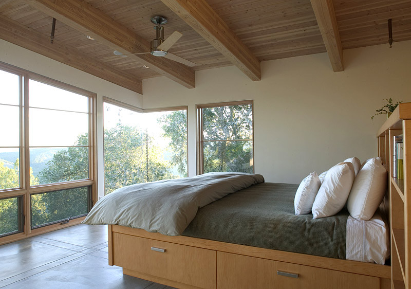 Platform Bed with Drawers Bedroom Modern with Bed Bedding Concrete Floor