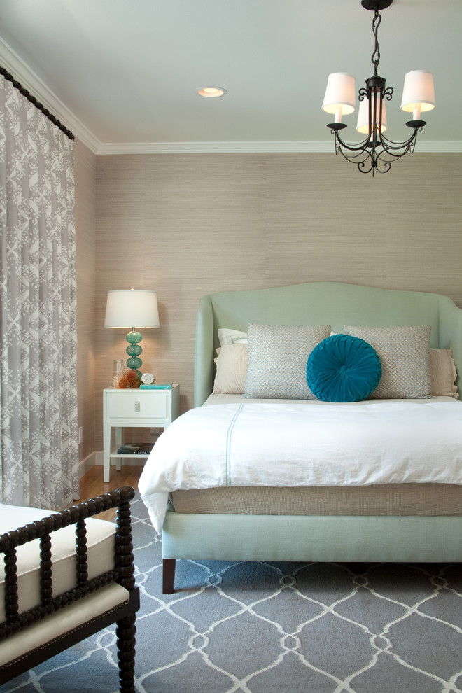 Platform Bed with Nightstands Bedroom Traditional with Blue Table Lamp Colored