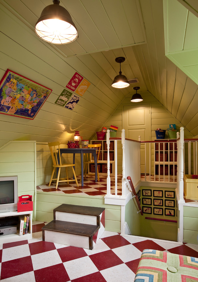 Playroom Flooring Ideas Kids Traditional with Attic Checkerboard Floor Colorful