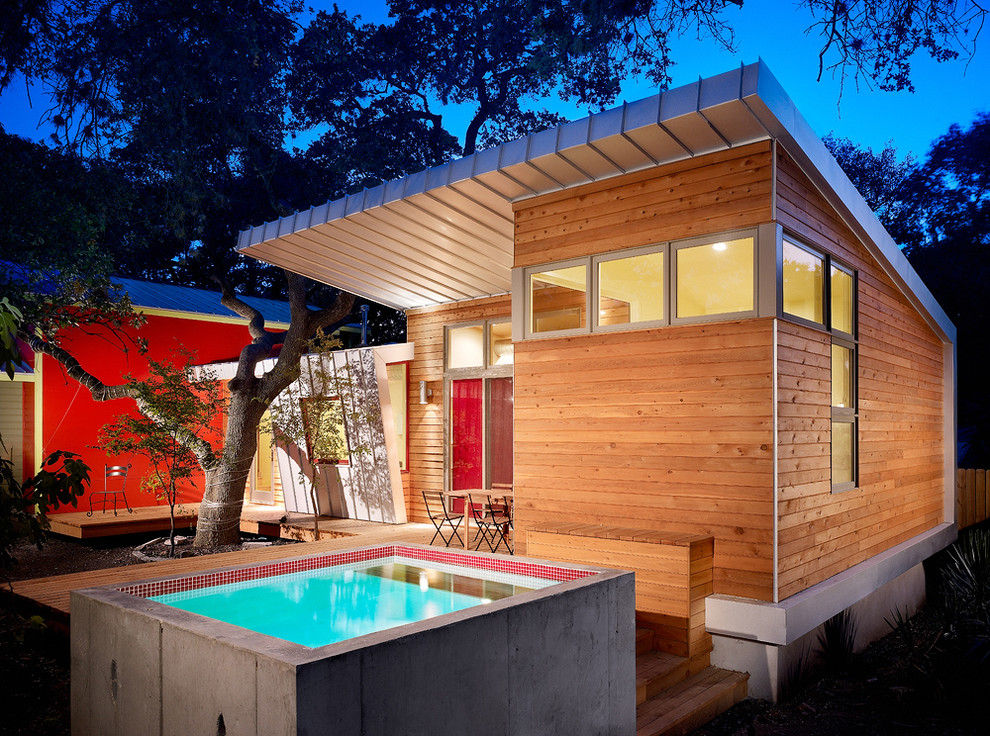 Plunge Pool Design Exterior Modern with Concrete Wall Corner Windows