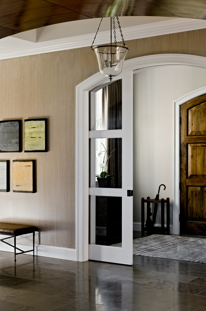 Pocket Door Alternatives Entry Traditional with Arches Chandelier Country Home