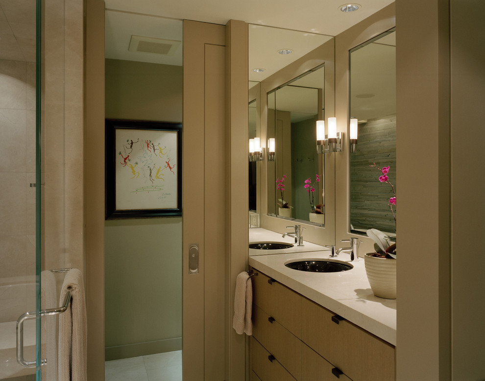 Pocket Door Hardware Bathroom Contemporary with Ivory Los Angeles Architects