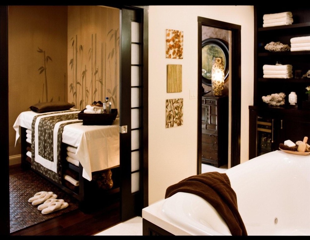 Pocket Door Ideas Bathroom Traditional with Artwork Bathtub Dark Wood