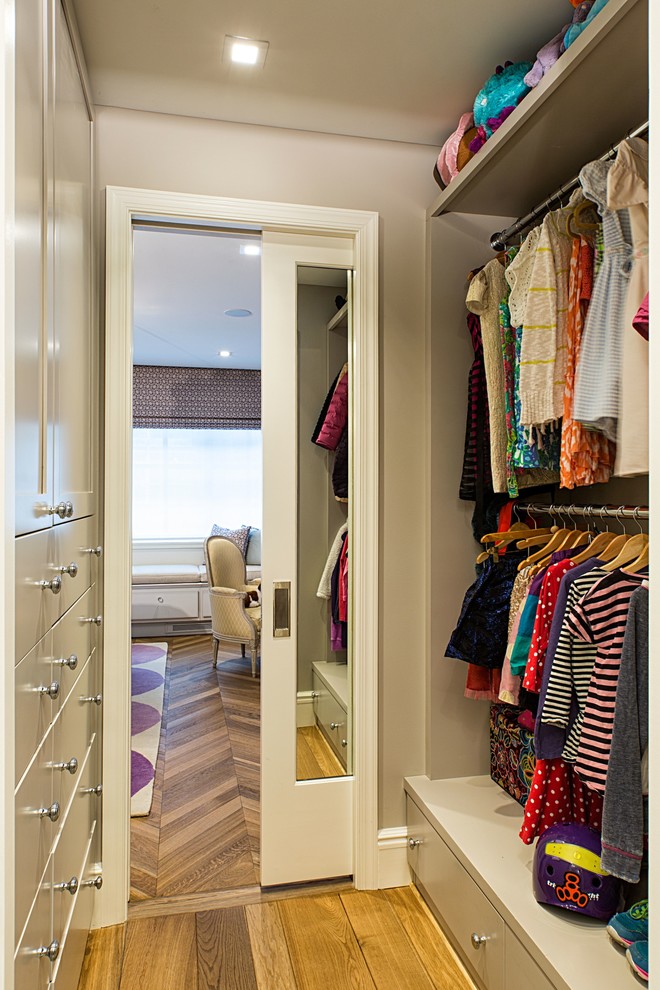 Pocket Door with Mirror Closet Contemporary with Brownstone Built in Storage Childrens