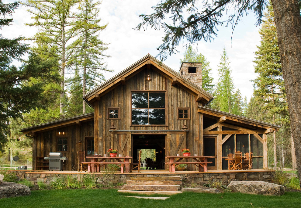 Pole Barn Houses Exterior Rustic with Barn Cabin Grass Lawn