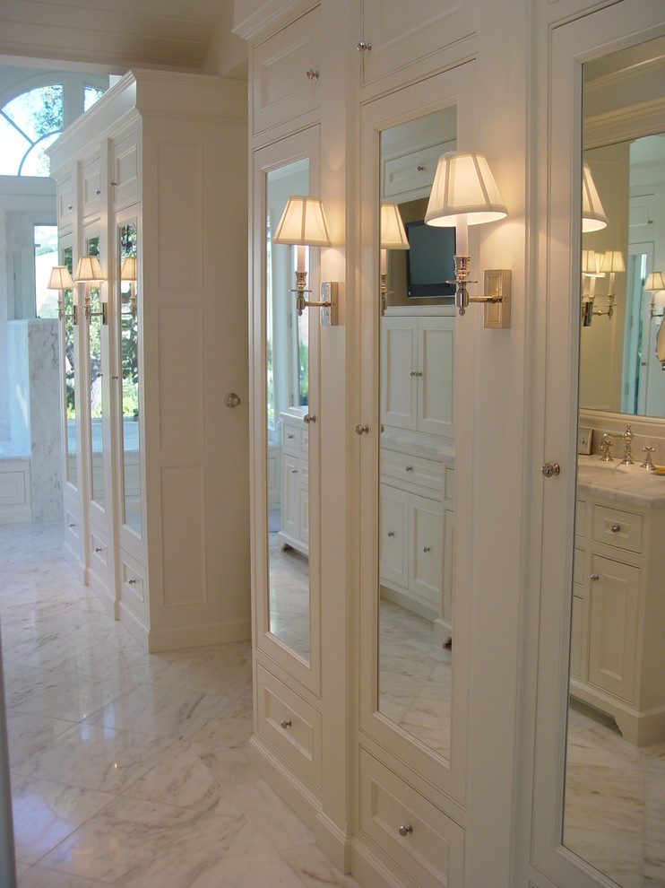 Polished Nickel Mirror Bathroom Traditional with Armoire Built Ins Closet