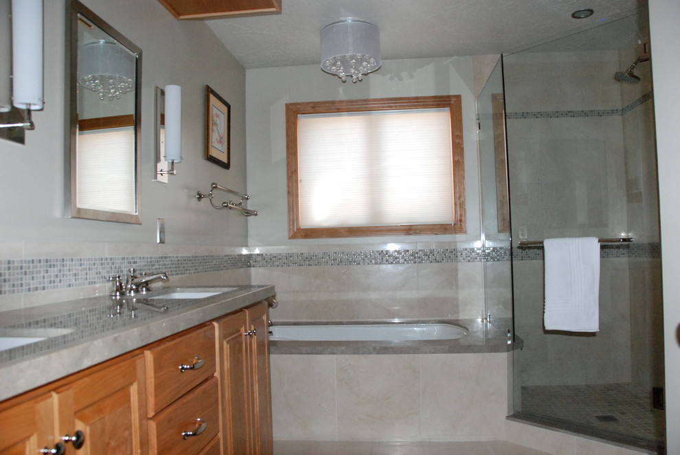 Polished Nickel Mirror Bathroom Traditional with Chandelier Cherry Cherry Cabinet1