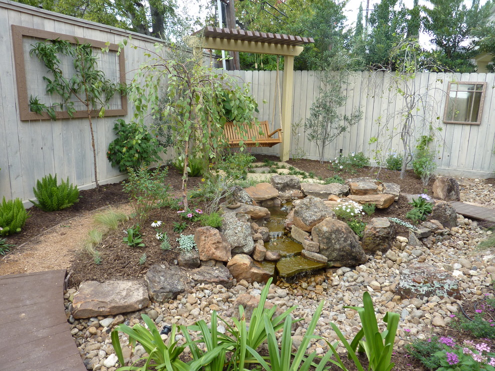 Pondless Water Feature Landscape Eclectic with Aquatic Landscape Bench Swing