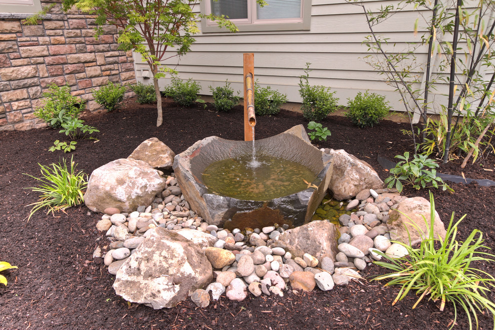 Pondless Water Feature Landscape Traditional with Flagstone Patio Garden Pond