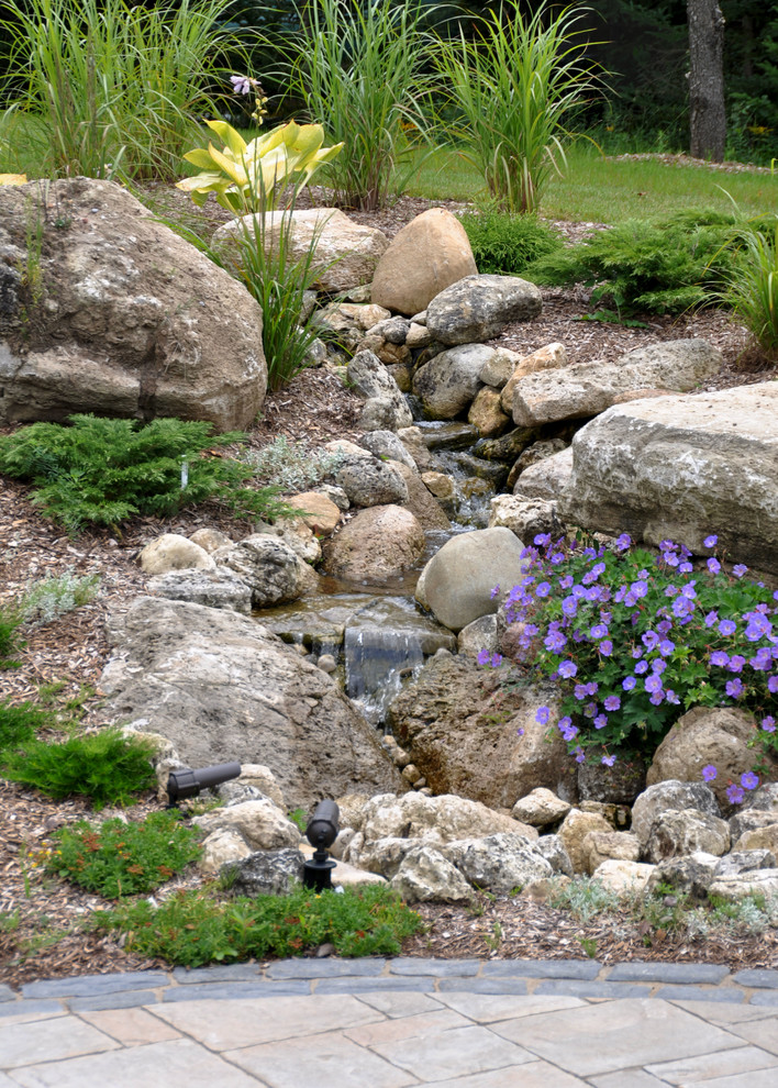 Pondless Water Features Landscape Traditional with Bolder Garden Grasses Patio