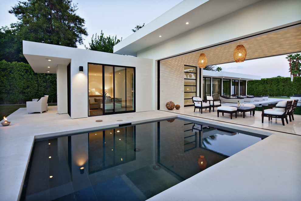 Pool Plaster Colors Pool Modern with Beige Pendant Light Black