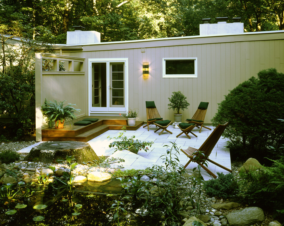 Pool Pump Enclosures Exterior Midcentury with Deck Flat Roof French